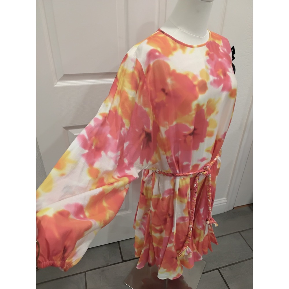Alex Marie DSH Riley Tie Dye Floral Mini‎ Dress Pink Orange Cream Size 16 NWT - Picture 6 of 8